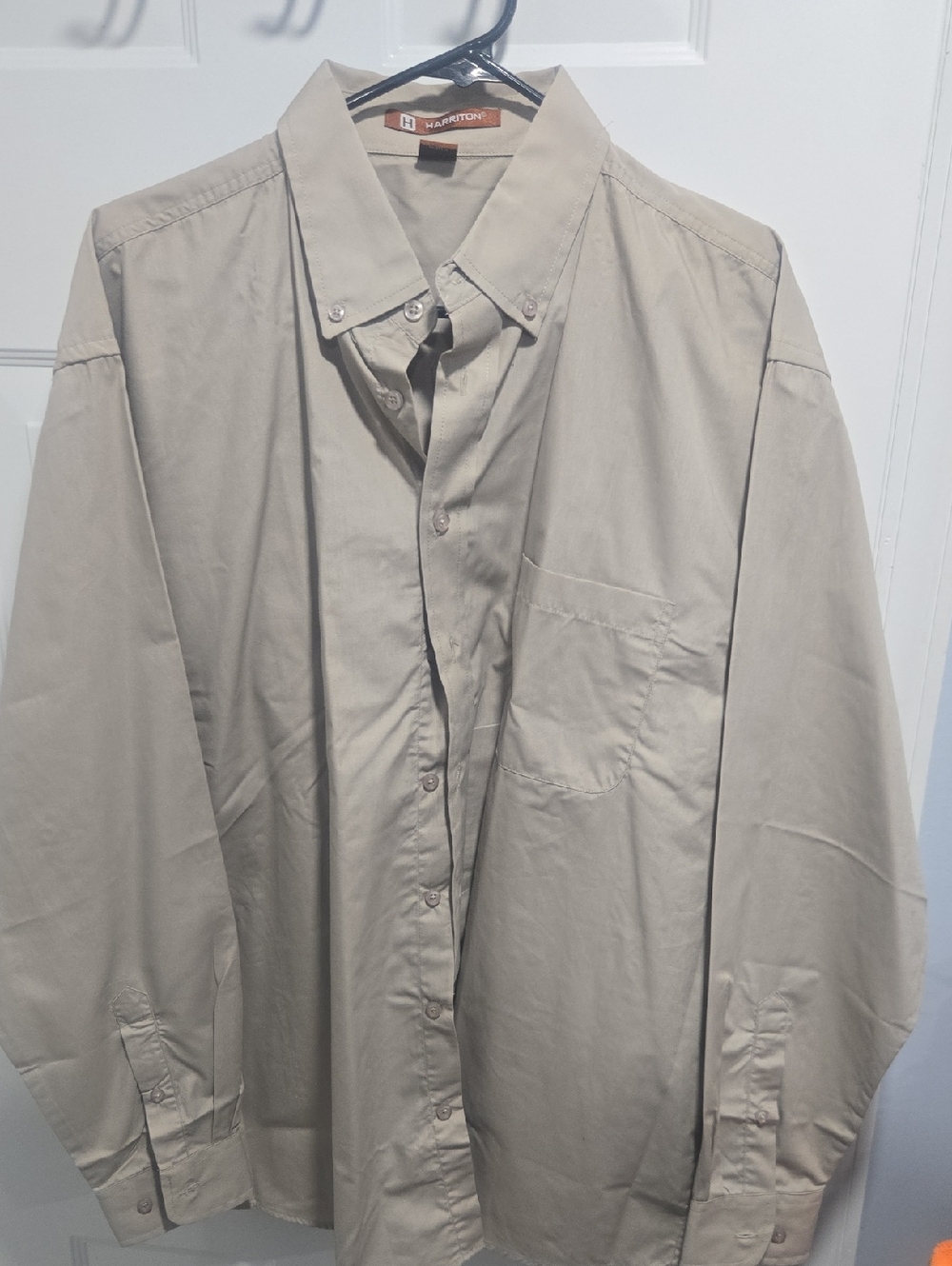 Harriton Men's Button-Down Long Sleeve Shirt - Tan